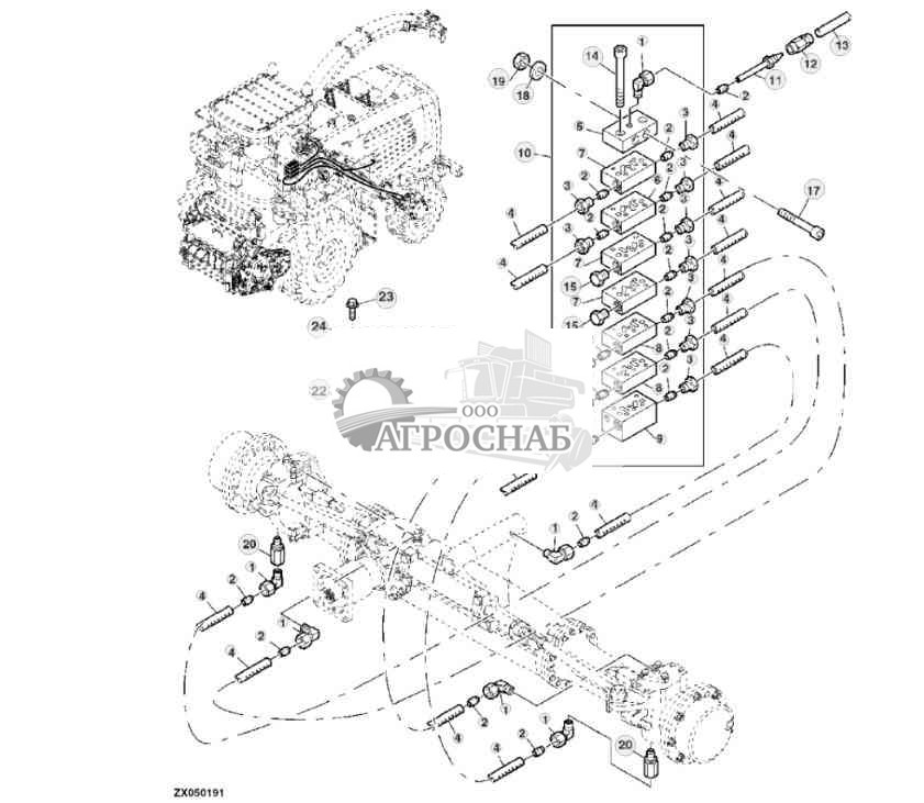 Distributors  Lines, Central Lubrication System, Rear Axle 
